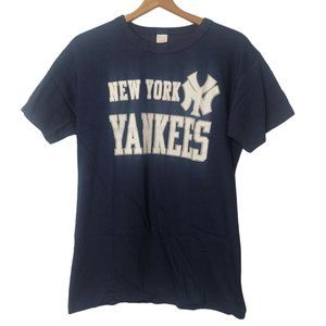 Vintage 80s New York Yankees Single Stitch Mens M T Shirt Blue MLB Baseball NEW